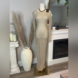 Shiny champagne Knit dress